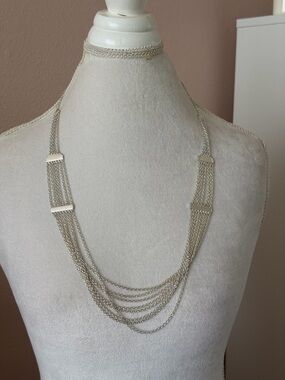 Chico’s Silver-Tone Multi-Strand Statement Necklace